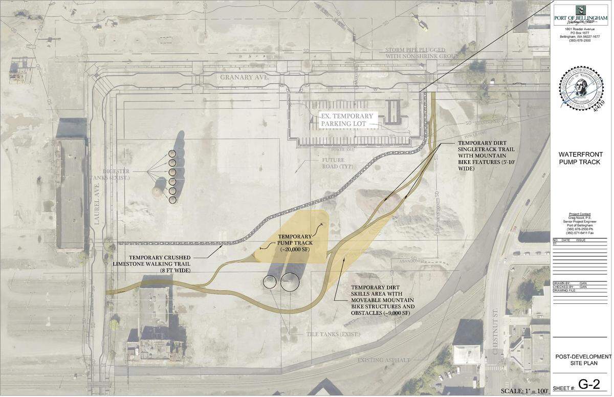A temporary bike “pump track” is expected to be built on the former Georgia-Pacific site on the central waterfront in summer 2019.