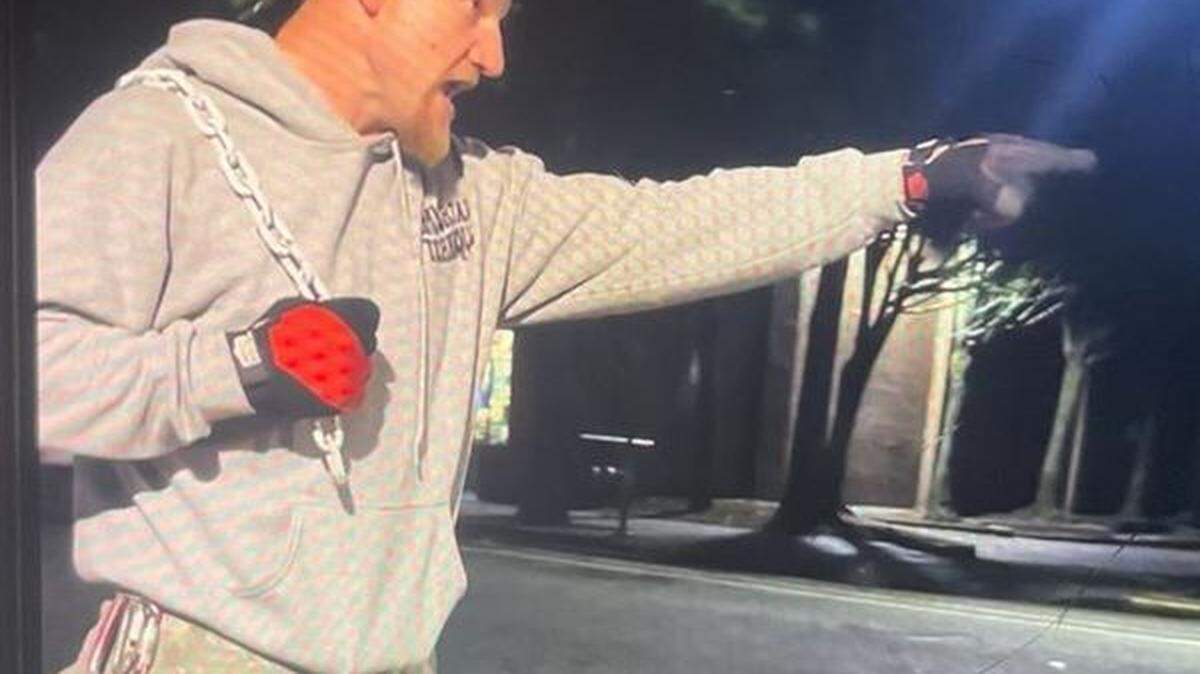Jacob Angelo Sparks, 37, seen here with a chain over his shoulder, was arrested for allegedly assaulting another with the chain on Aug. 9, 2024, in downtown Bellingham, Wash.