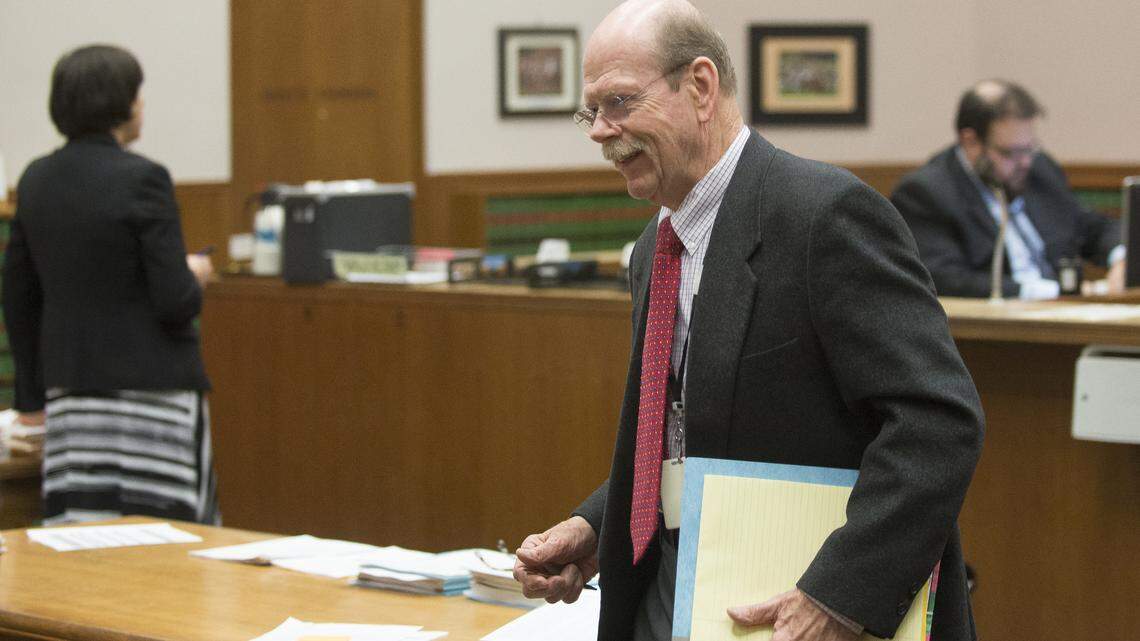 Whatcom County Prosecuting Attorney David McEachran leaves an arraignment hearing on Friday, April 6, at Whatcom County Courthouse in Bellingham. 