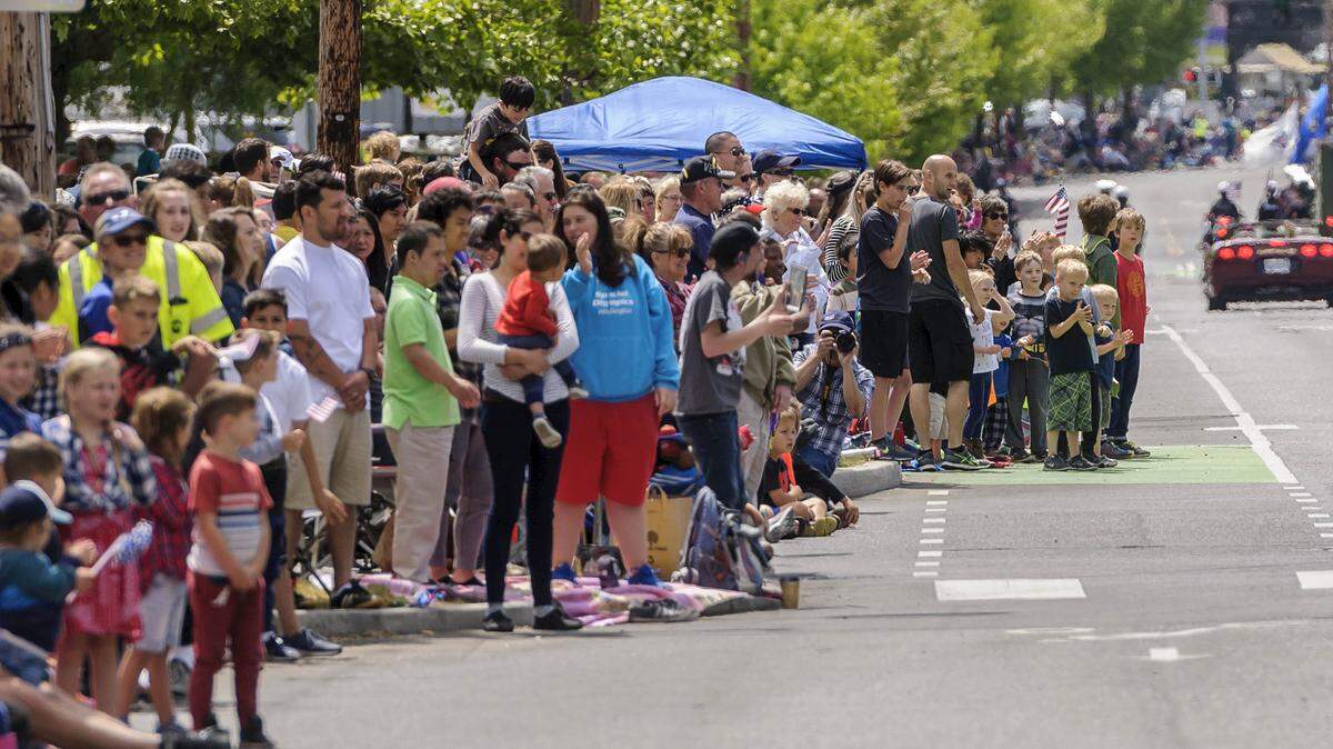 During Memorial Day weekend and Ski to Sea weekend, Bellingham is hosting street festivals, block party, live music, and a parade. Crowds pack Cornwall Avenue during the 2018 Whatcom County Memorial Day Parade in downtown Bellingham.