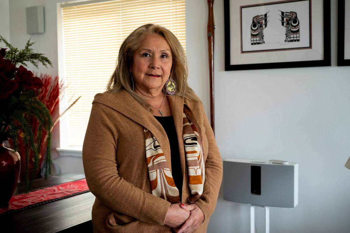 Raynell Morris, an enrolled Lummi Tribal member and vice-president of Sacred Lands Conservancy, at her Lummi Nation home on Thursday, March 10.