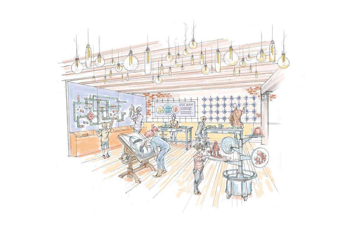 A concept drawing for the Wonderlab gallery at SPARK Museum of Electrical Invention at 1312 Bay St., Bellingham, Wash.