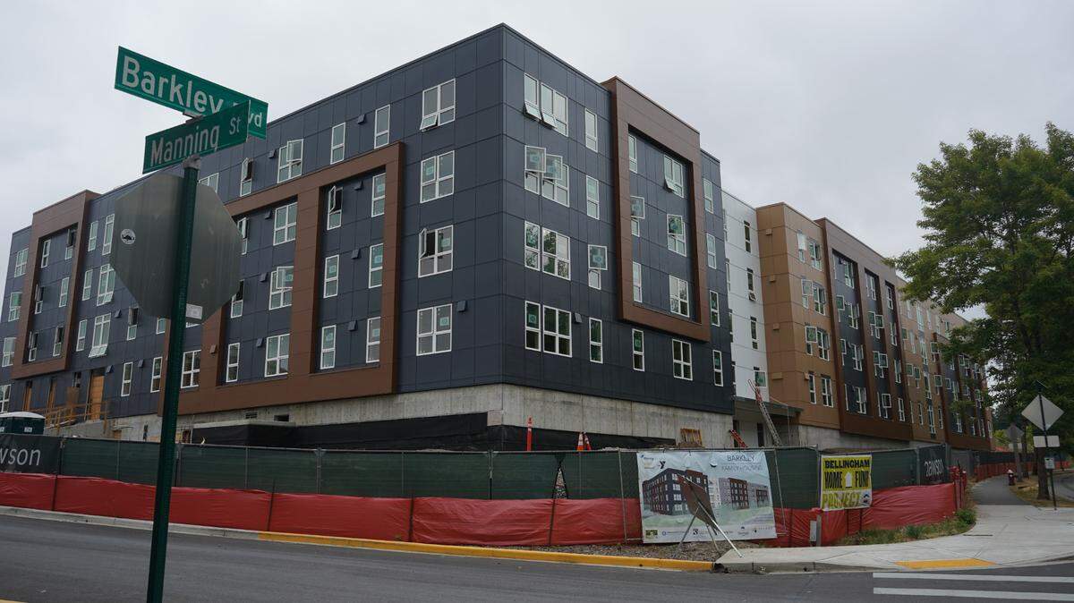 The Trailview Apartments near completion on Friday, Aug. 26, 2022, in Bellingham, Wash. The first tenants began moving into the affordable, family housing on Wednesday, Nov. 23, 2022.
