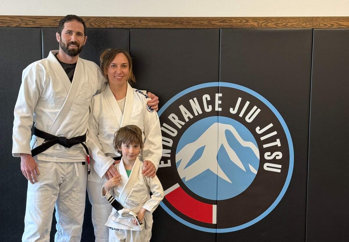 Endurance Jiu Jitsu owners Andrew Marshall (left), Kelly Marshall and the couple’s son, Aemon Marshall.