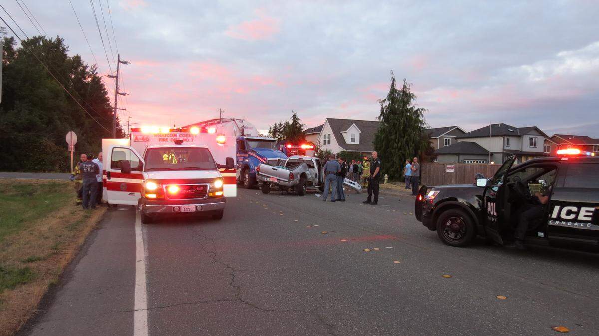 Drugs or alcohol are believed to have been involved in Monday evening's two-vehicle wreck involving a big rig north of Ferndale that sent two people to the hospital.
