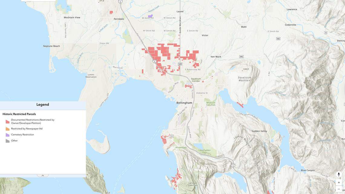 An interactive map created as part of the Washington State Racial Restrictive Covenants Project shows where racial restrictions were added to Whatcom County property records in the decades before 1968. The map shows more than 1,600 properties in 26 subdivisions.