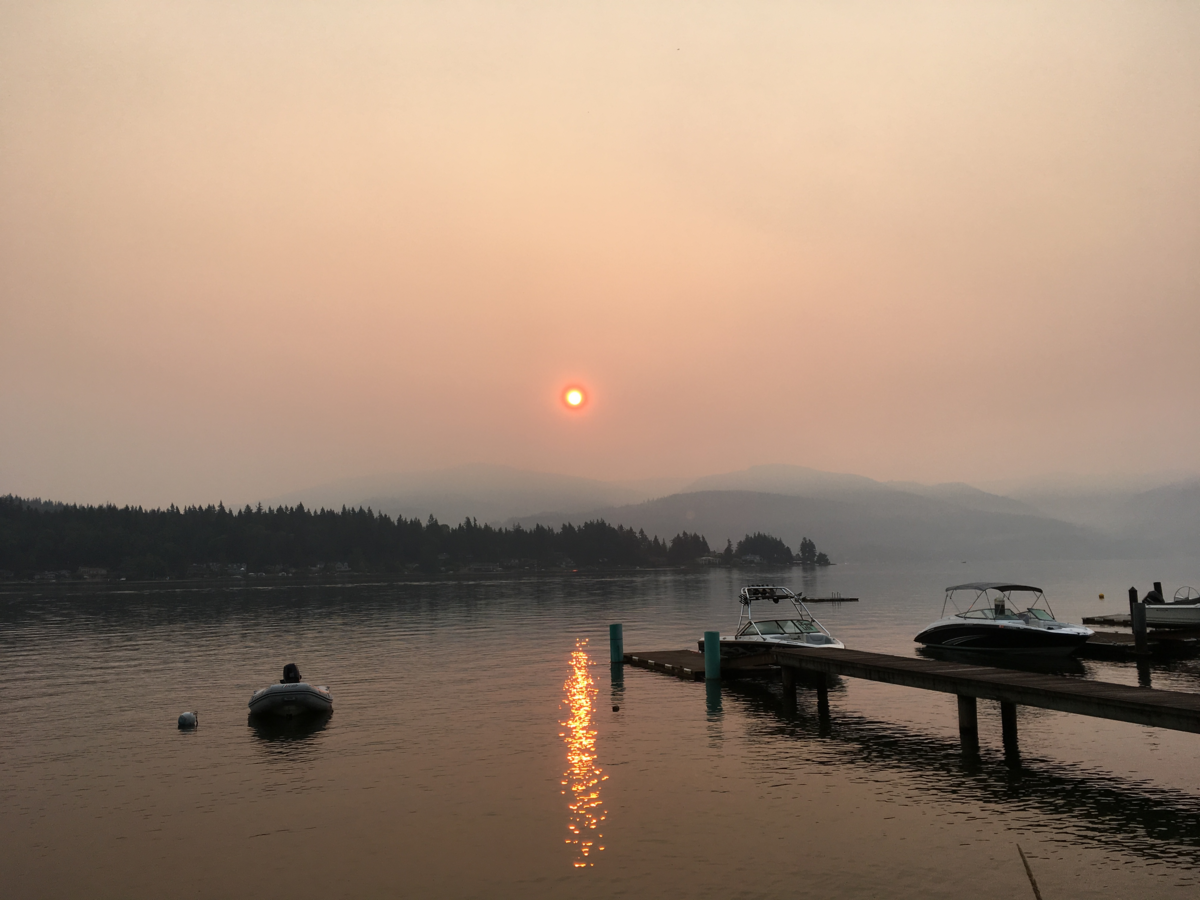 Smoke hangs in the air over Lake Whatcom in Bellingham in August 2017. Say goodbye to the rain for awhile, because the next month is shaping up just like May 2018, which was one of warmest and driest months of May on record. That could cause summer fire and smoke to be bad.
