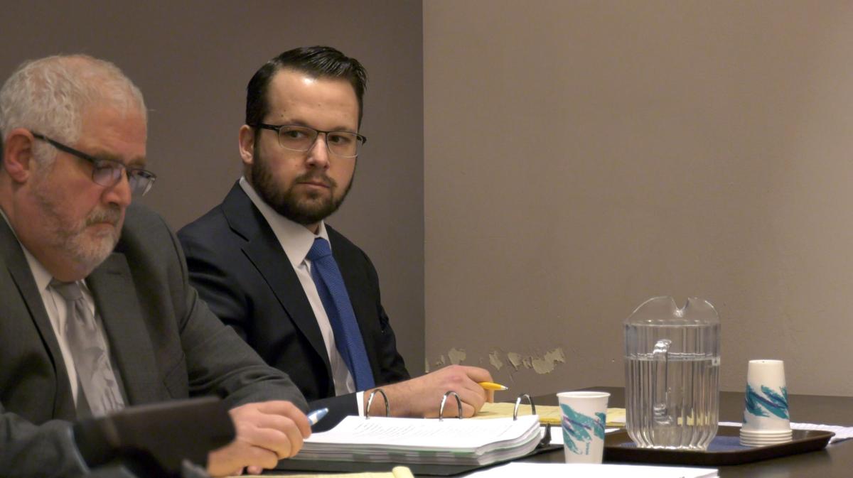 Former Bellingham Police Cpl. Brooks Owen Laughlin, right, was sentenced to 8 years in prison Wednesday in Whatcom County Superior Court. He was found guilty in November of physically abusing a woman from September 2016 until his arrest last spring.