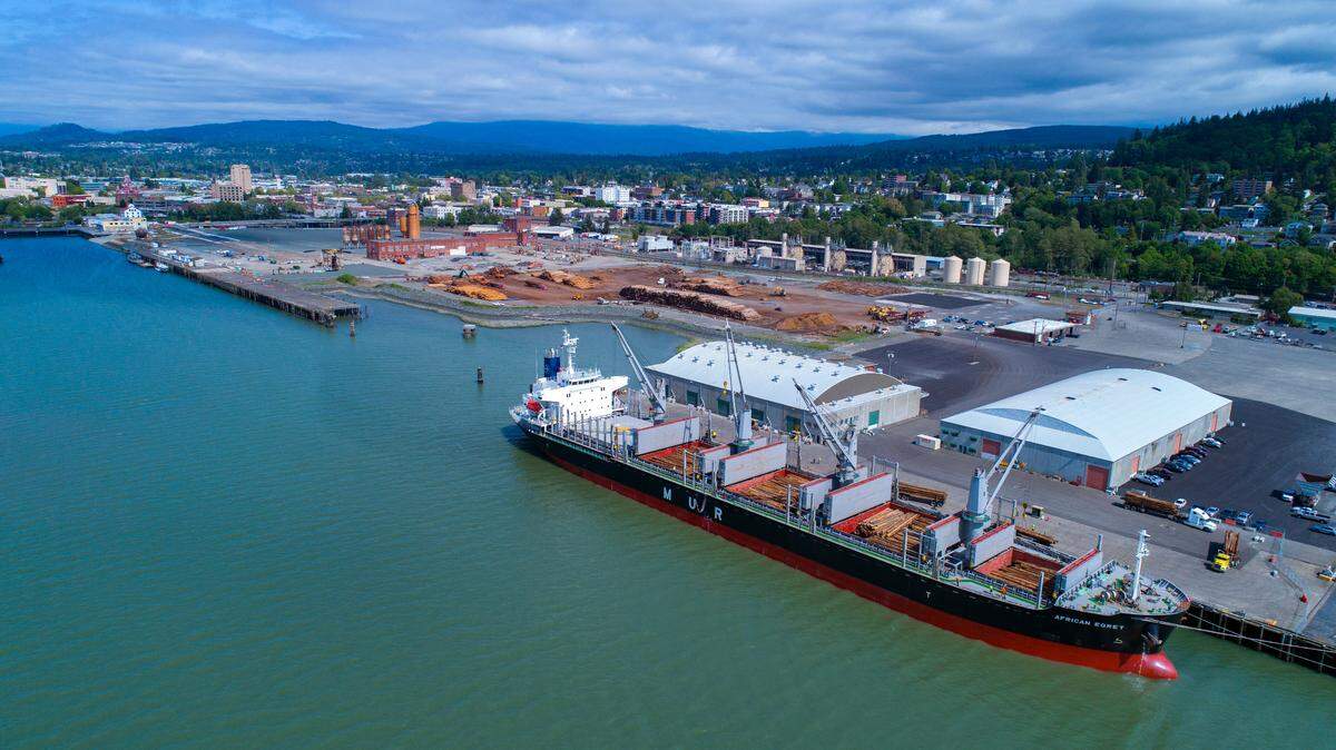 The African Egret tied up at the Port of Bellingham, which announced Thursday that it has reached a new service contract with Ports America, the largest terminal operator and stevedore in the United States.