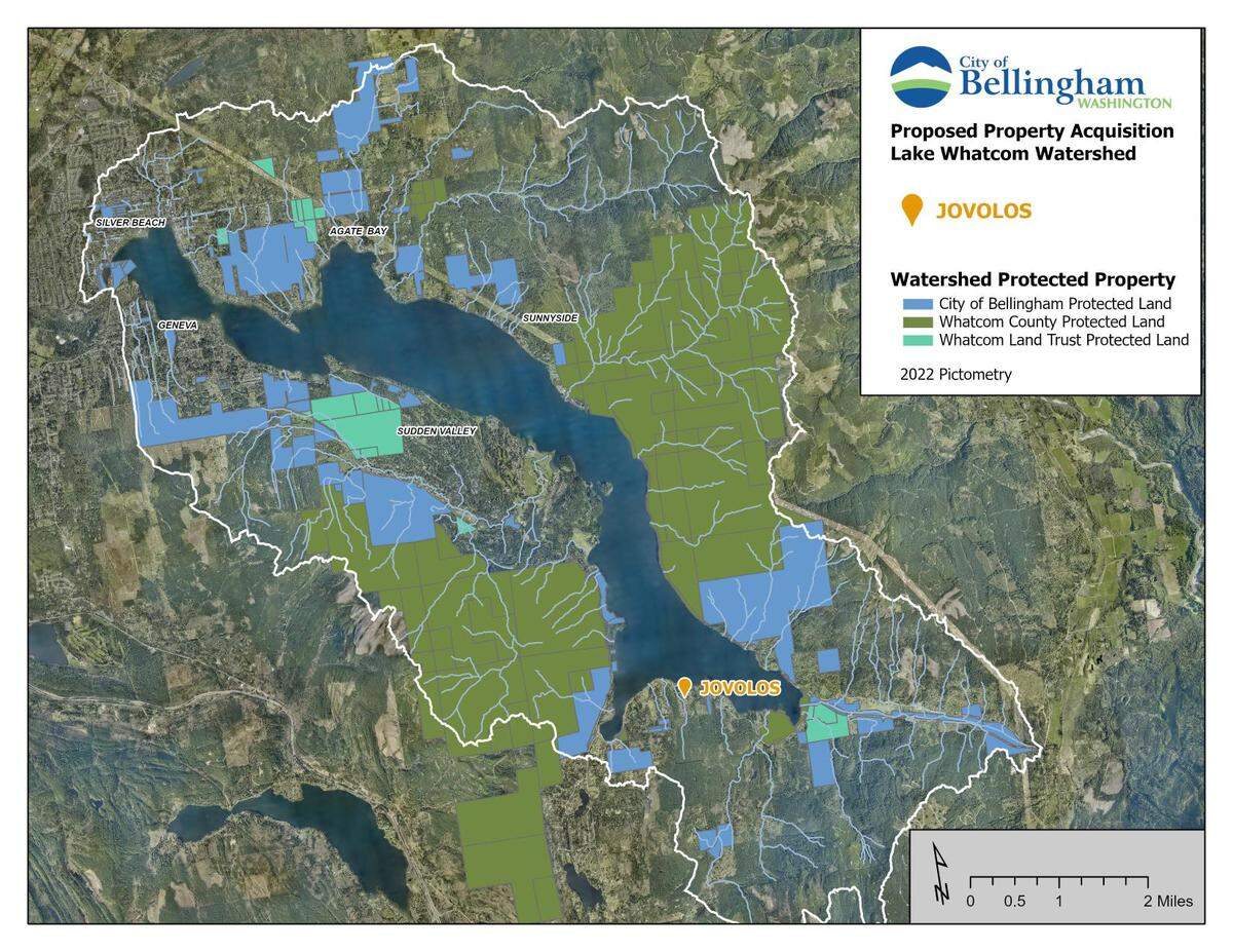 A city of Bellingham map shows the approximate location of the Jovolos property that the City Council voted to purchase Monday, March 9.