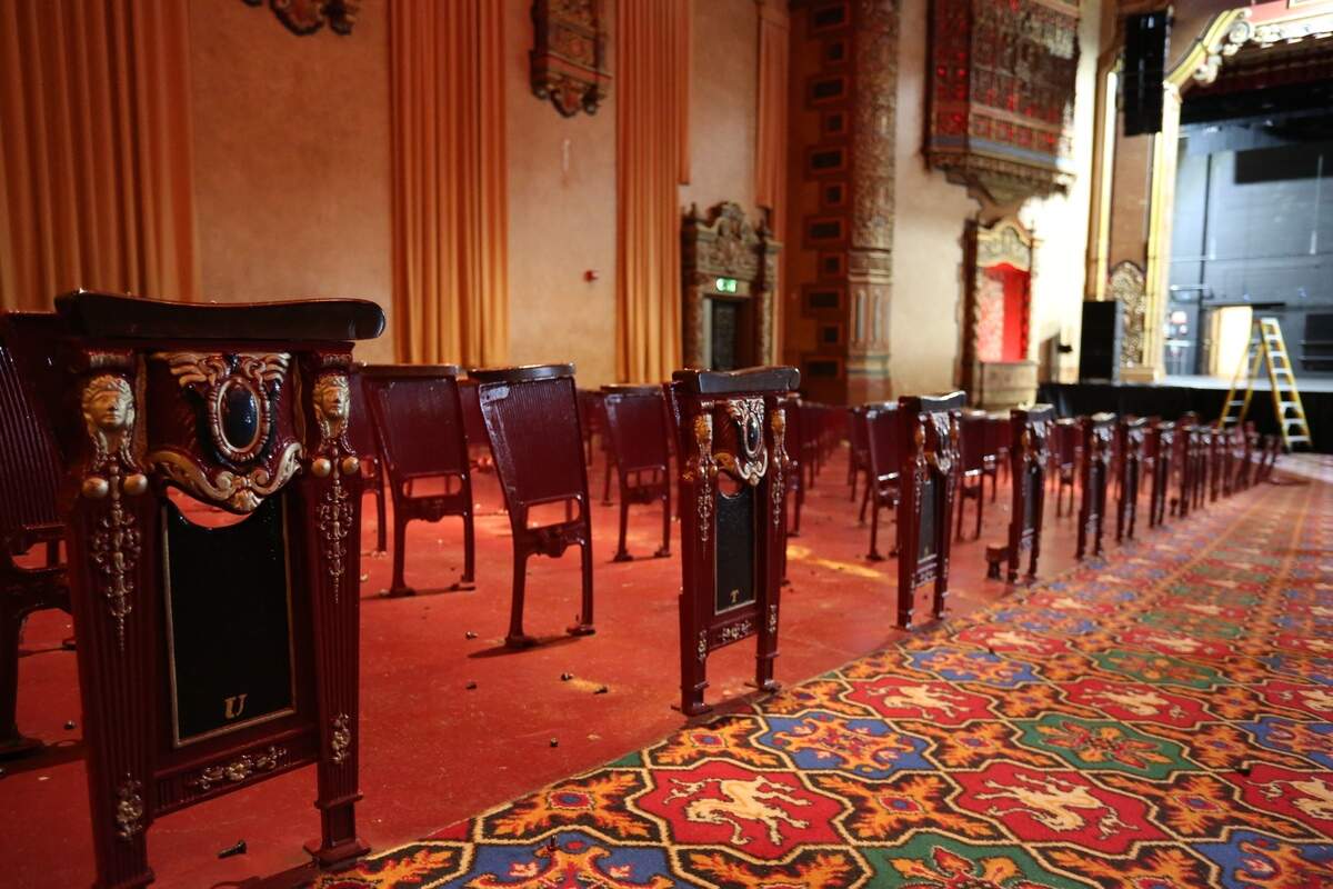The main stage and lobby area at Mount Baker Theatre will be closed for renovations until mid-September.
