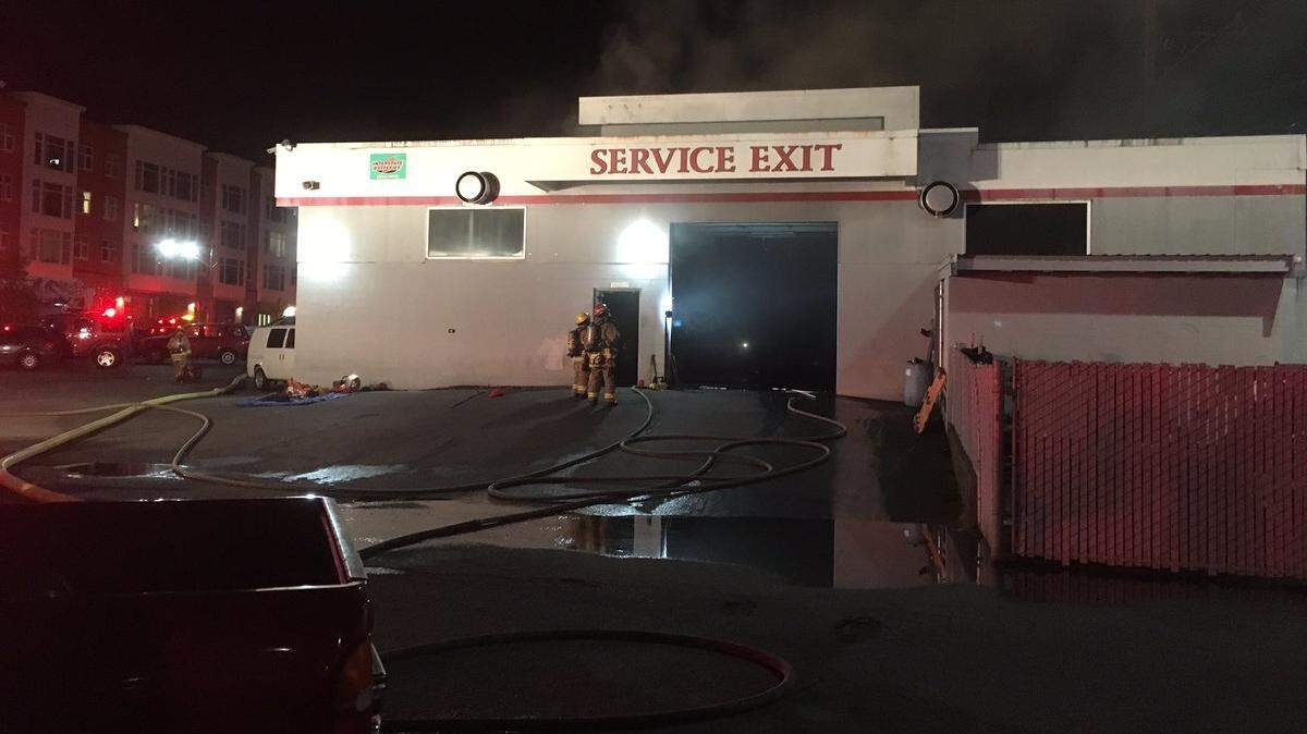 A Smart car caught fire in the garage of the Unlimited Service Downtown Shop in Bellingham Thursday night, resulting in smoke damage and some fire damage to the building.