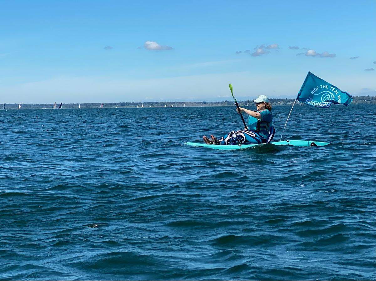 Renting a paddleboard or kayak from the Community Boating Center will only cost $10 as part of the Ride the Teal Wave fundraiser for ovarian cancer research on Sept. 6, 2025, in Bellingham, Wash.