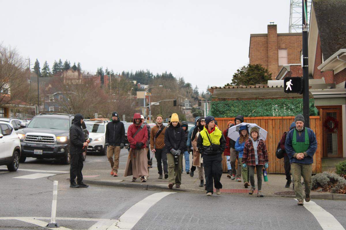 A group of people on the Interfaith Peace Walk on Feb. 21. The walk was organized by Red Cedar Zen Community.