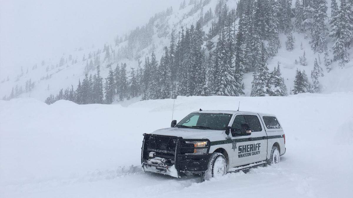 Whatcom County Sheriff’s Office deputies patrol Heather Meadows near the Mt. Baker Ski area Tuesday, Feb. 28. Cold weather is predicted to continue through the weekend.