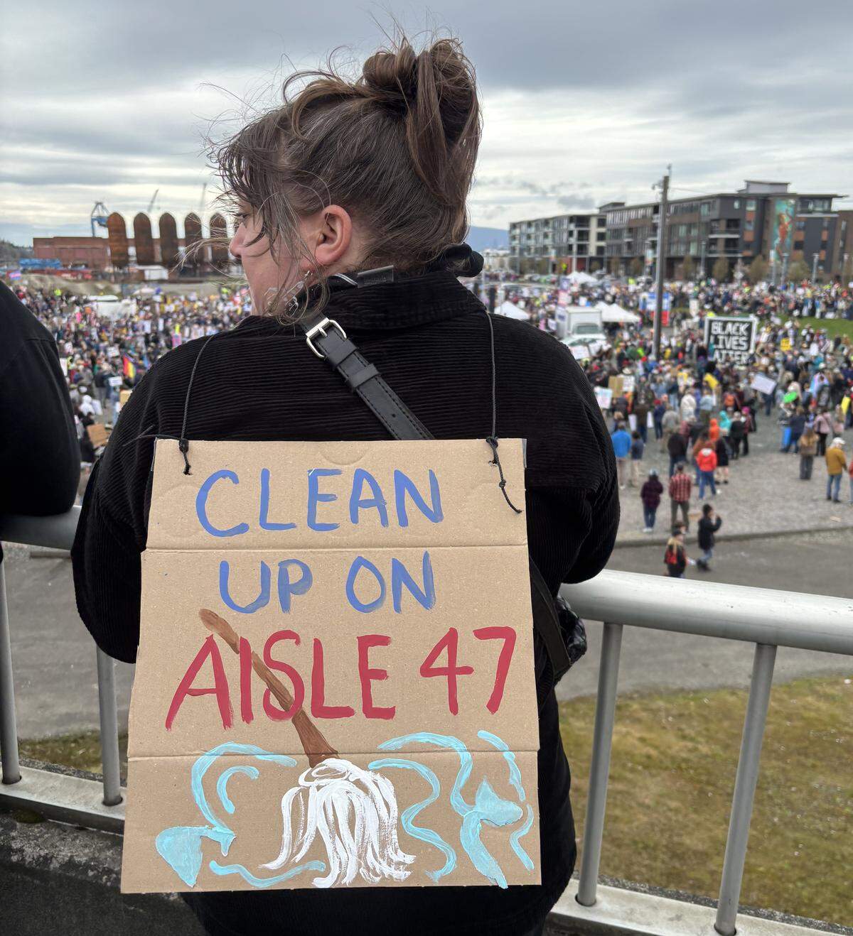 Katie Chandler at Bellingham’s No Kings rally March 28, 2026.