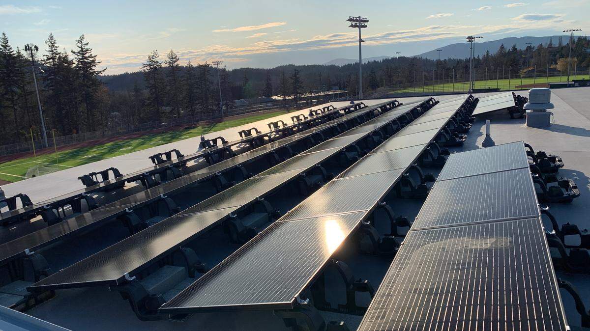 A 100-kilowatt solar array was installed on Sehome High School in Bellingham in 2020.