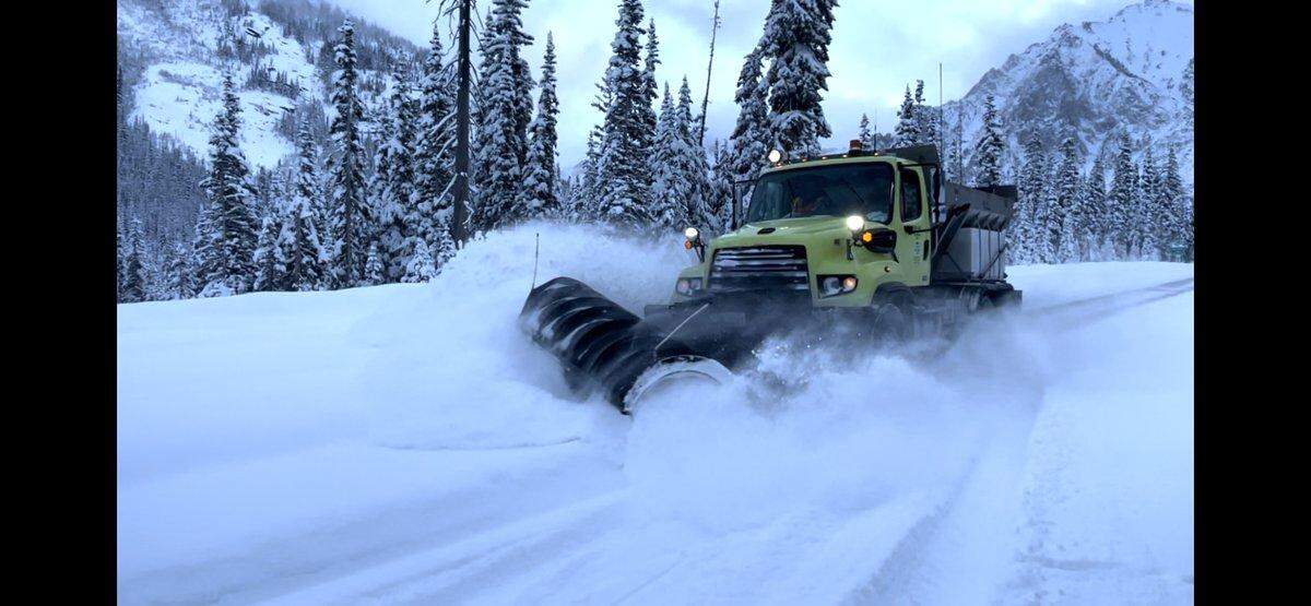 A Washington State Department of Transportation snow plow is shown on Nov. 12, 2023, on state Highway 20.