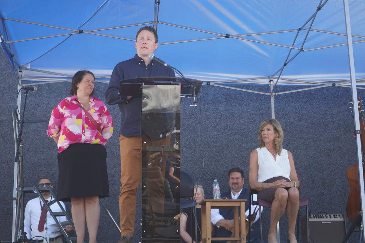 42nd District Representative Joe Timmons speaks on Aug. 17, 2023, at the ribbon-cutting ceremony for the new Youth Crisis Triage Intensive Outpatient Center in Everson, Wash.