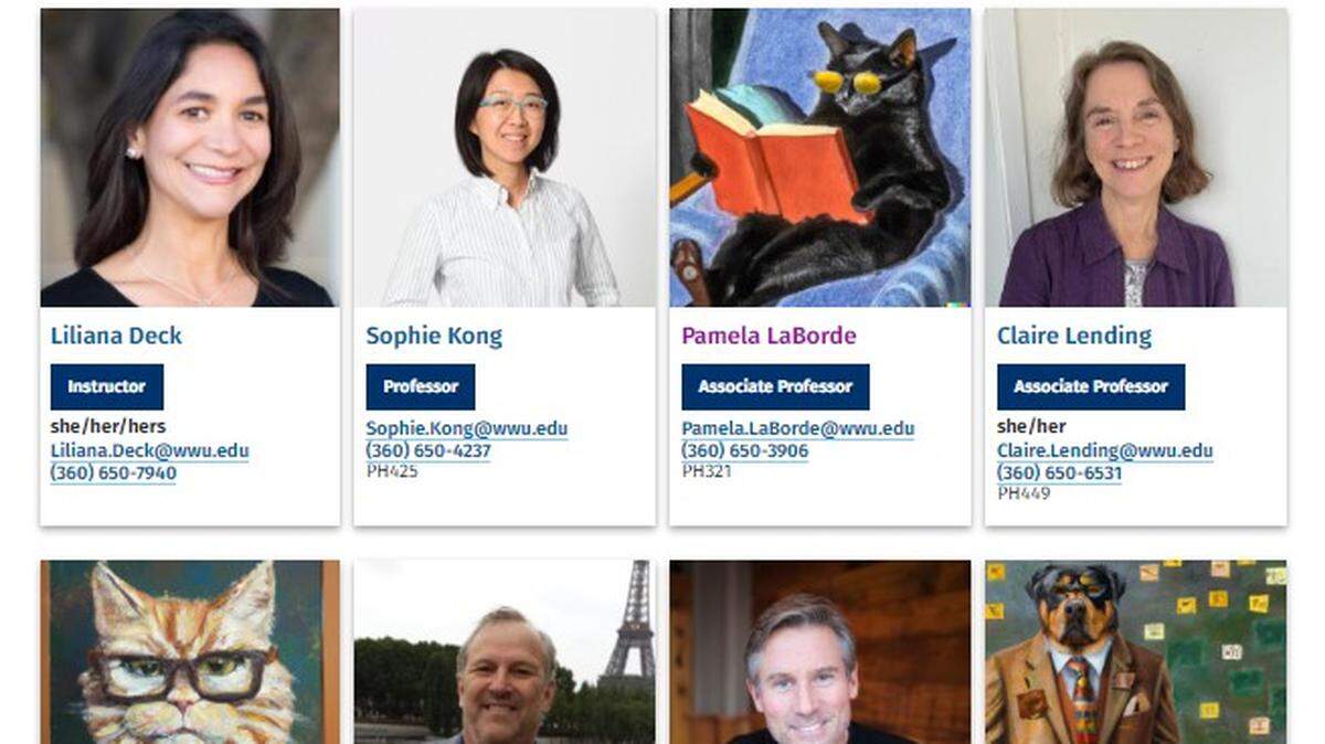 Several professors and staff created avatars for themselves using OpenAI software, instead of uploading traditional photos.