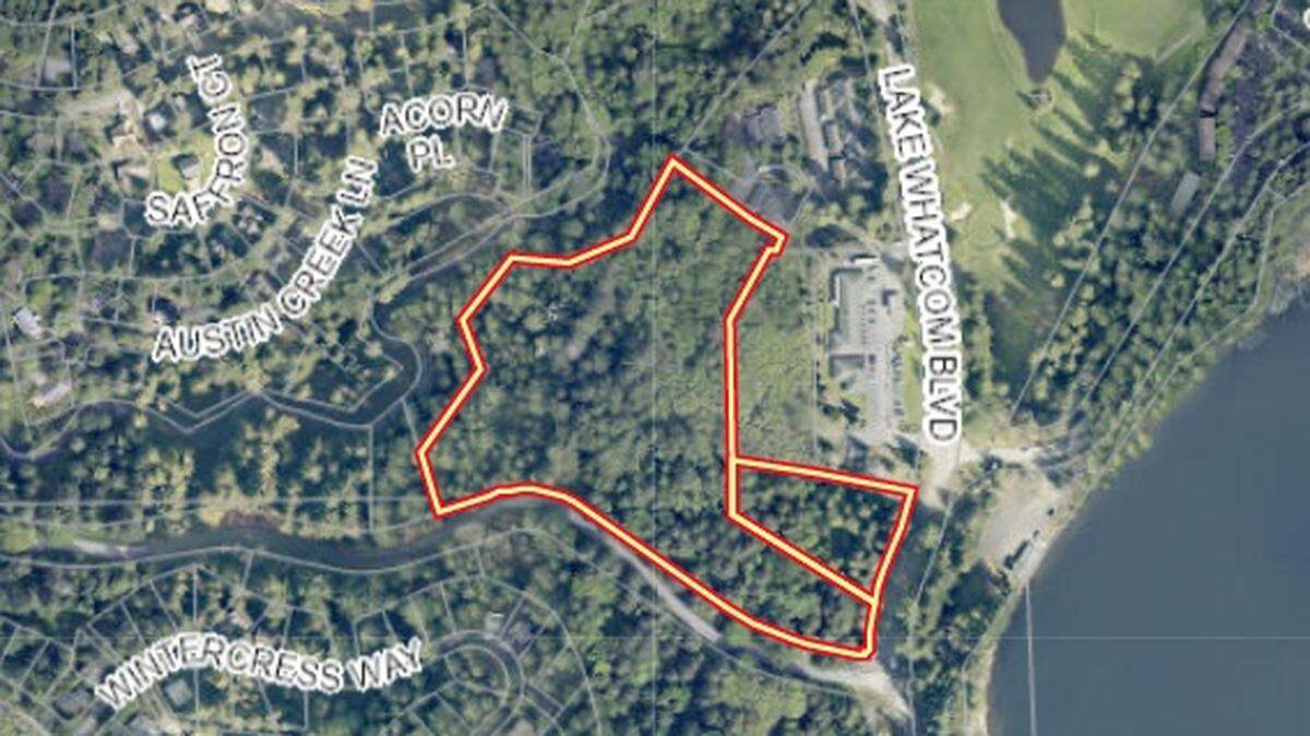 A map of the 10.2-acre land purchase shows its location below Sudden Valley Gate 5, near the intersection of Lake Whatcom Boulevard and Lake Louise Road.