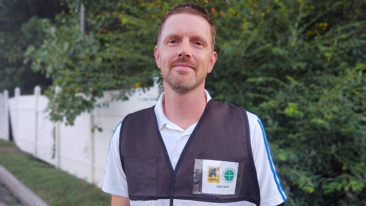 Whatcom County resident Steven Shetterly of World Relief is helping Afghans fleeing the Taliban resettle in the United States on Thursday, Aug. 19, at the Army’s Fort Lee, south of Richmond, Virginia.