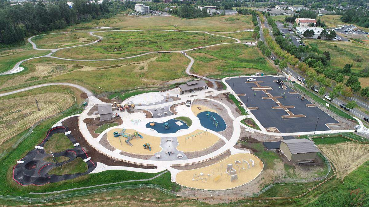 A computer-generated image shows a bird’s-eye view of Cordata Park. The “phase two” expansion will be on vacant land at the top of the photo.
