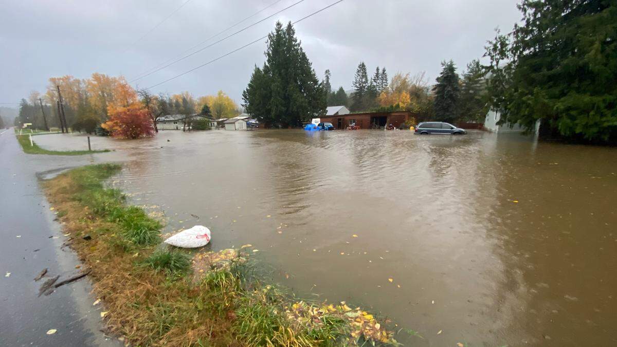 Homes are flooded off Mount Baker Highway east of Nugents Corner Monday, Nov. 15, in Whatcom County, the result of heavy rains overnight.