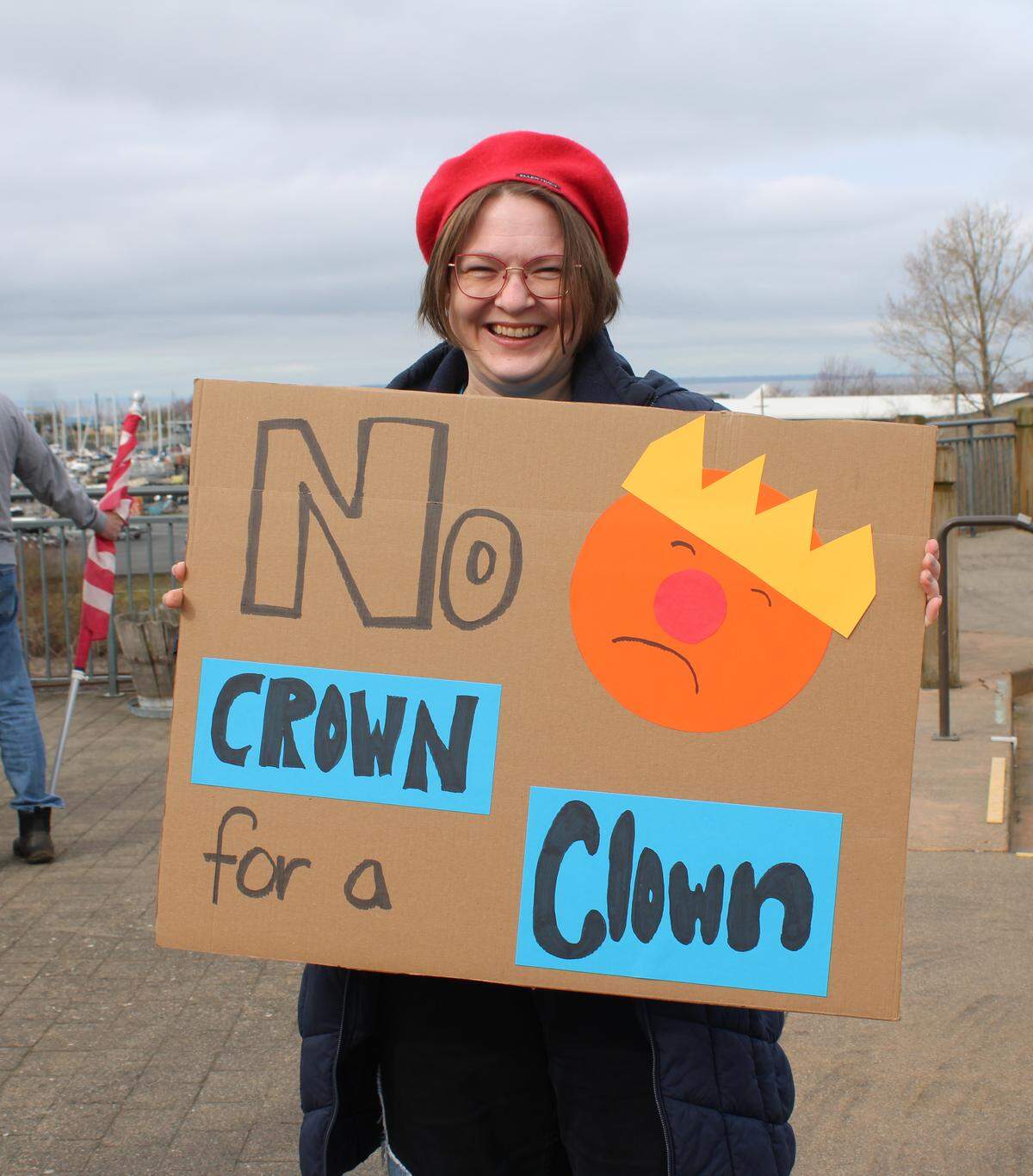 Emily Gemin in Blaine took to the G Street Plaza to participate in ‘No Kings Day’ on March 28th. The nationwide day of action is in opposition of the Trump administration and its actions.