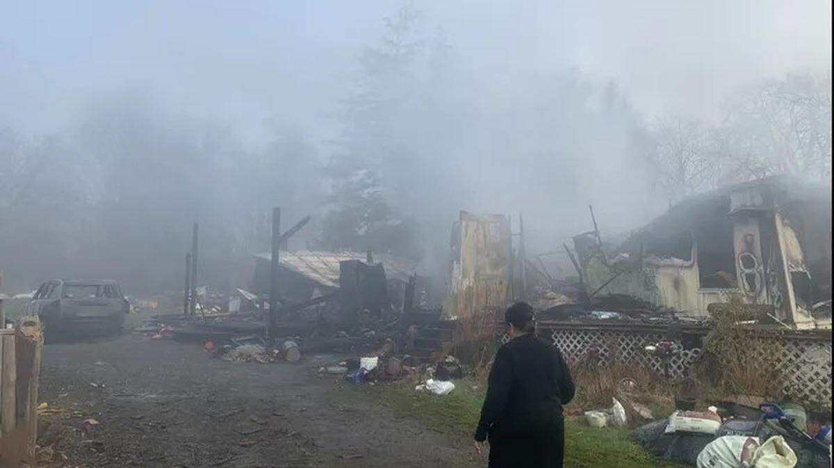 A photo from the GoFundMe page for Willie Lane and Aline Soundy shows the aftermath of Tuesday morning’s fire.
