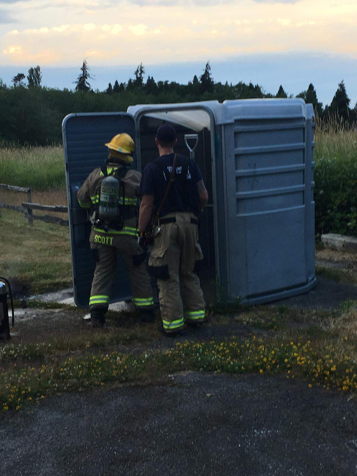 North Whatcom Fire crews respond to fire in a portable toilet in Birch Bay that was believed to be started by fireworks early Thursday morning.