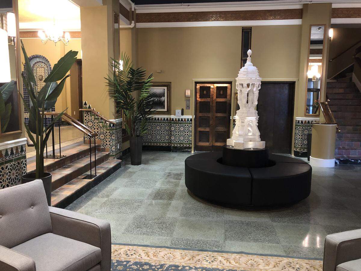 The lobby of the Leopold in 2019, which was transformed into Hotel Leo.