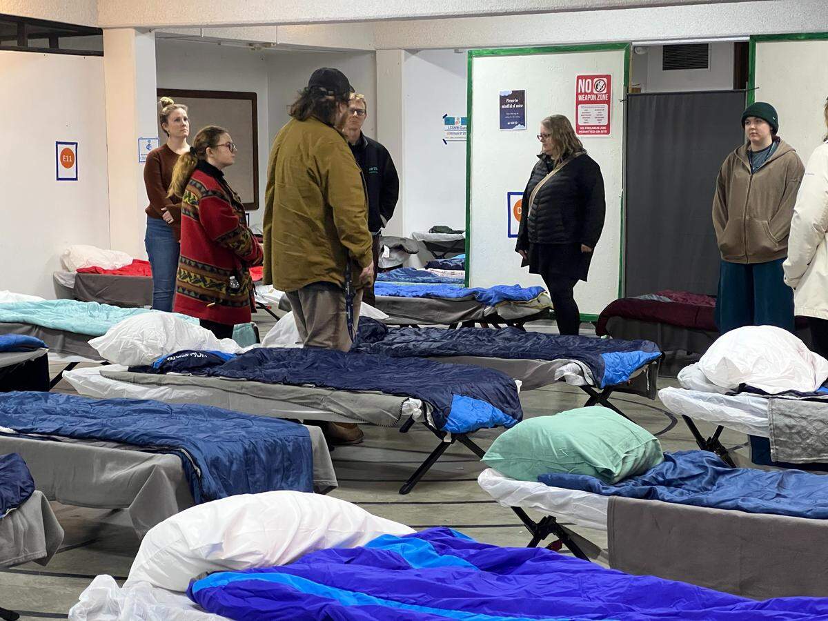 Beds for 60 overnight guests are ready at the severe weather shelter being run by Whatcom County for the 2025-2026 winter season in the basement of a former church at 925 N. Forest St. 