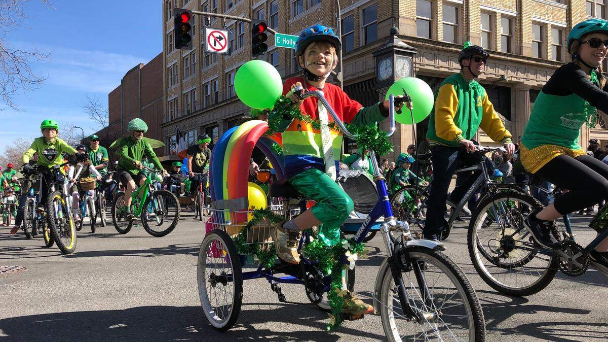 A participant in Bellingham’s 2019 St. Patrick’s Day Parade.