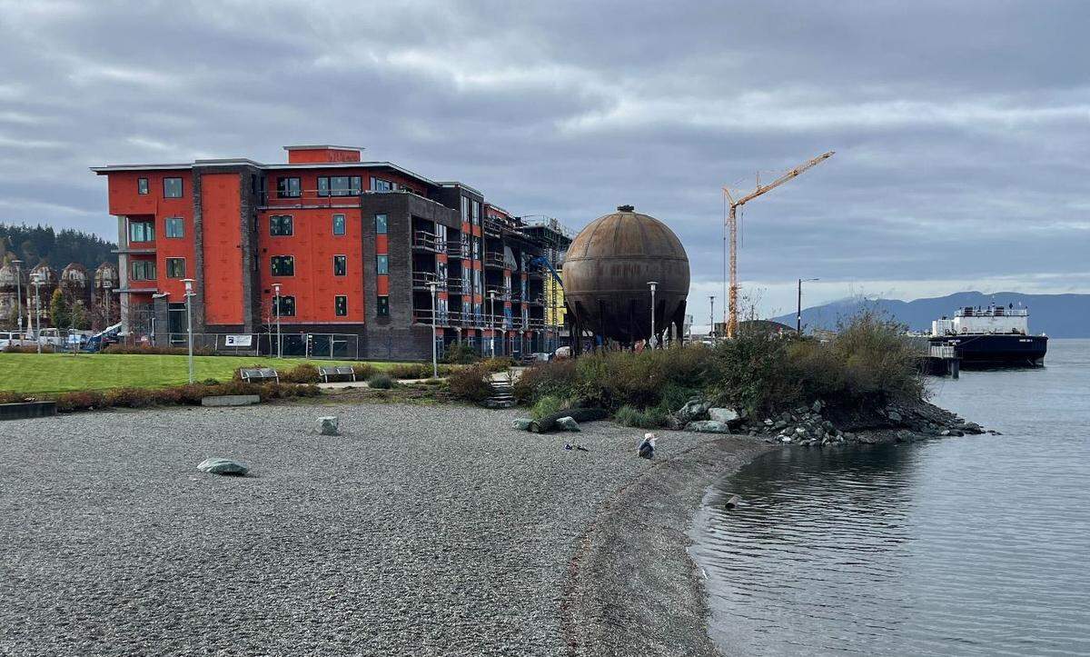 One of the unfinished apartment buildings as seen on Nov. 3, 2023, on the Bellingham waterfront.