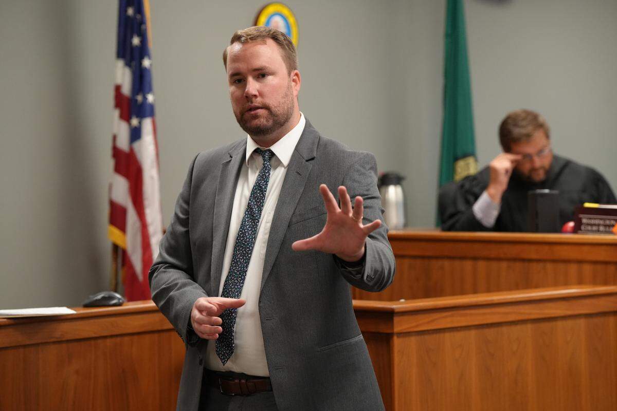 One of Joel Berck Young’s defense attorneys, Kurt Parrish, addressed the jury during opening statements on September 11, 2024, for the first day of Young’s attempted first-degree murder trial.