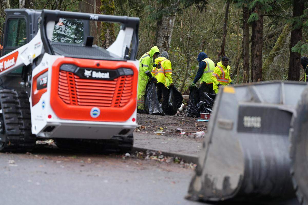 Crews began the cleanup of the encampment behind Walmart on E. Stuart Road on Nov. 19.