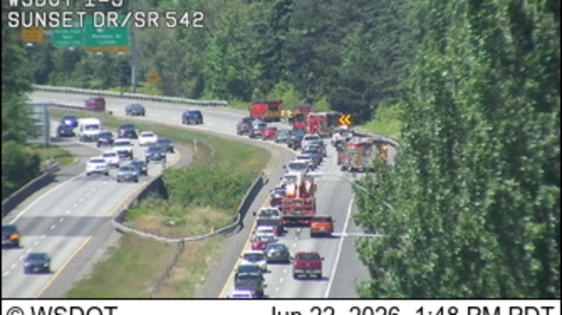Northbound I-5 traffic cleared following Bellingham crash Monday
