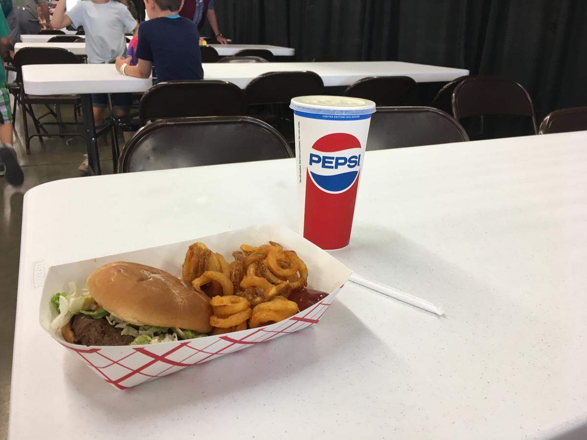 Burger, fries and a drink from Lynden Christian School Athletics cost $10 at the Northwest Washington Fair in Lynden.