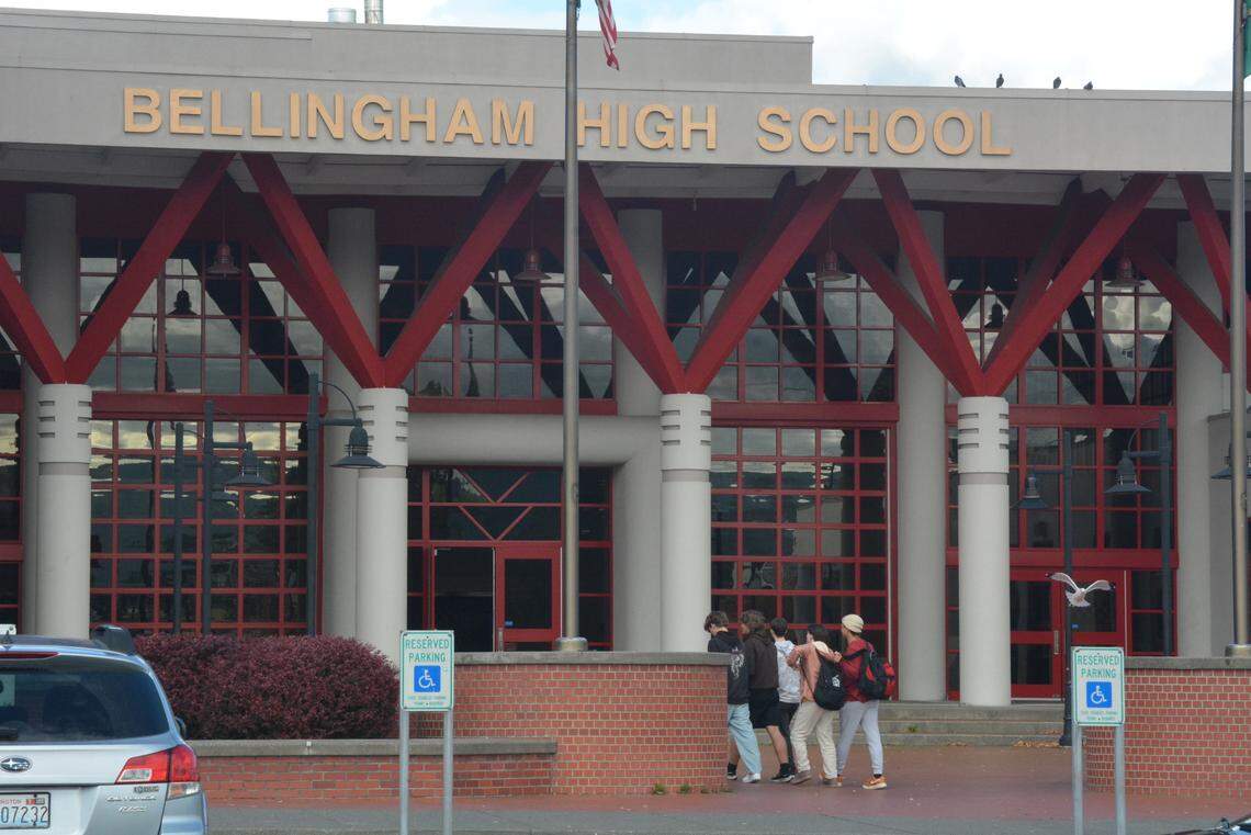 Students enter Bellingham High School in 2023