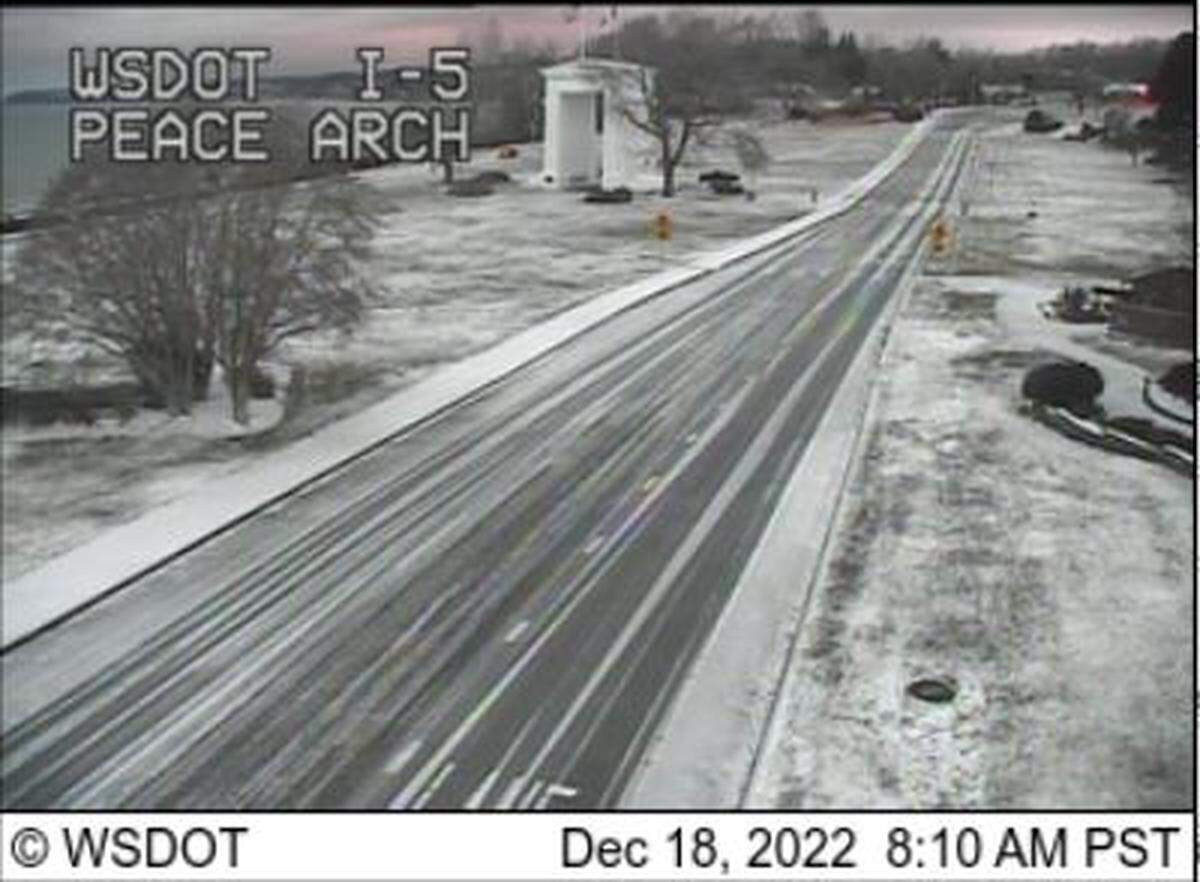 Snow remains on the ground Sunday, Dec. 18, at Peace Arch Park on the U.S.-Canadian border in Blaine.