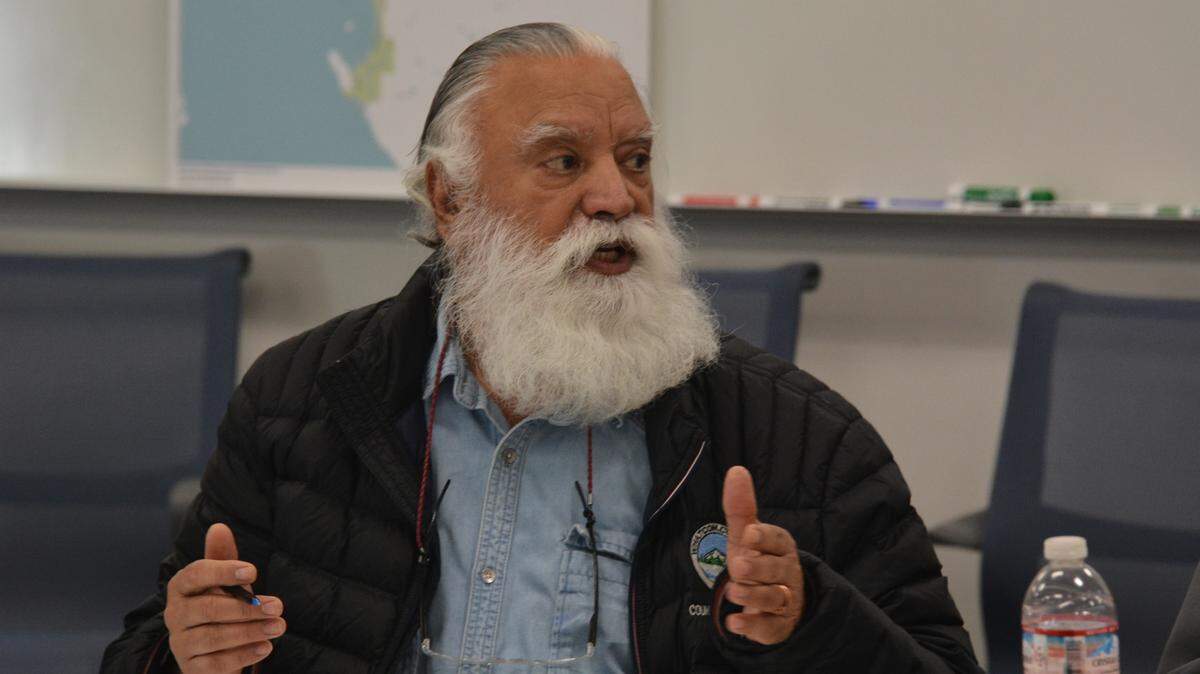 Whatcom County Executive Satpal Sidhu speaks during a growth management meeting at the Bellingham Public Works Department’s Pacific Street Operations Center on Feb. 20.