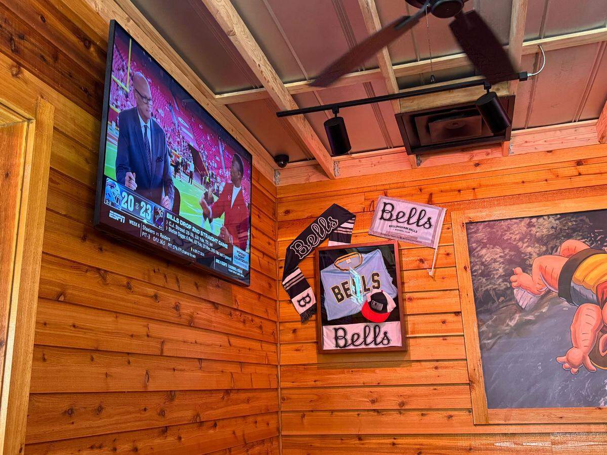 Bellingham Bell’s memorabilia hung on the wall at Texas Roadhouse on Monday, October 7, 2024 at 4331 Meridian St., Bellingham, Wash.