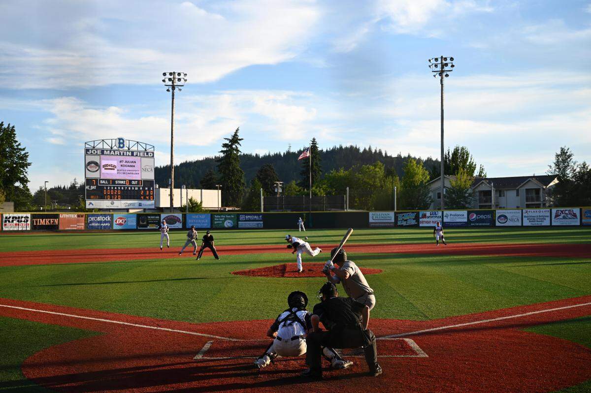 The Bellingham Bells play at Joe Martin Field on June 24, 2021, in Bellingham, Wash.