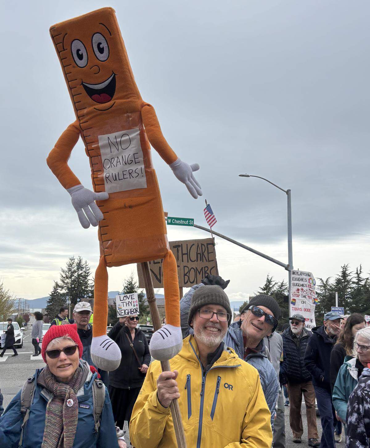 Kasey Bell at Bellingham’s No Kings rally March 28, 2026.