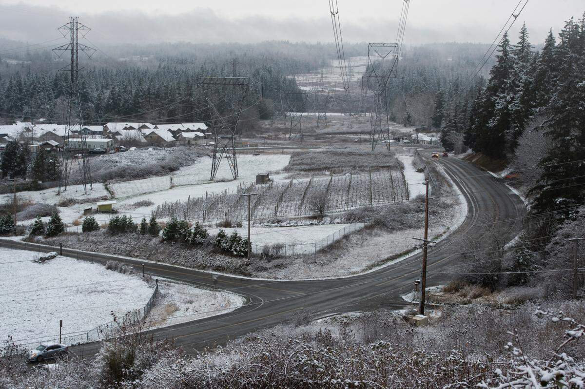 Snow fell on parts of Bellingham on Monday, Dec. 6, 2021, in Whatcom County, Wash.