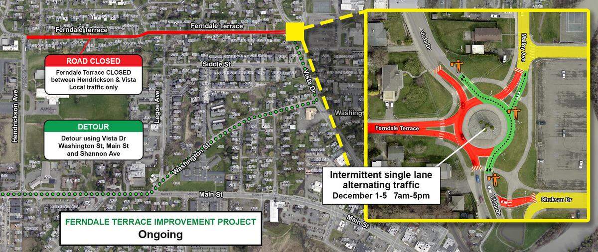 Traffic revisions scheduled for Dec. 1-5, 2025 in Ferndale, Wash.