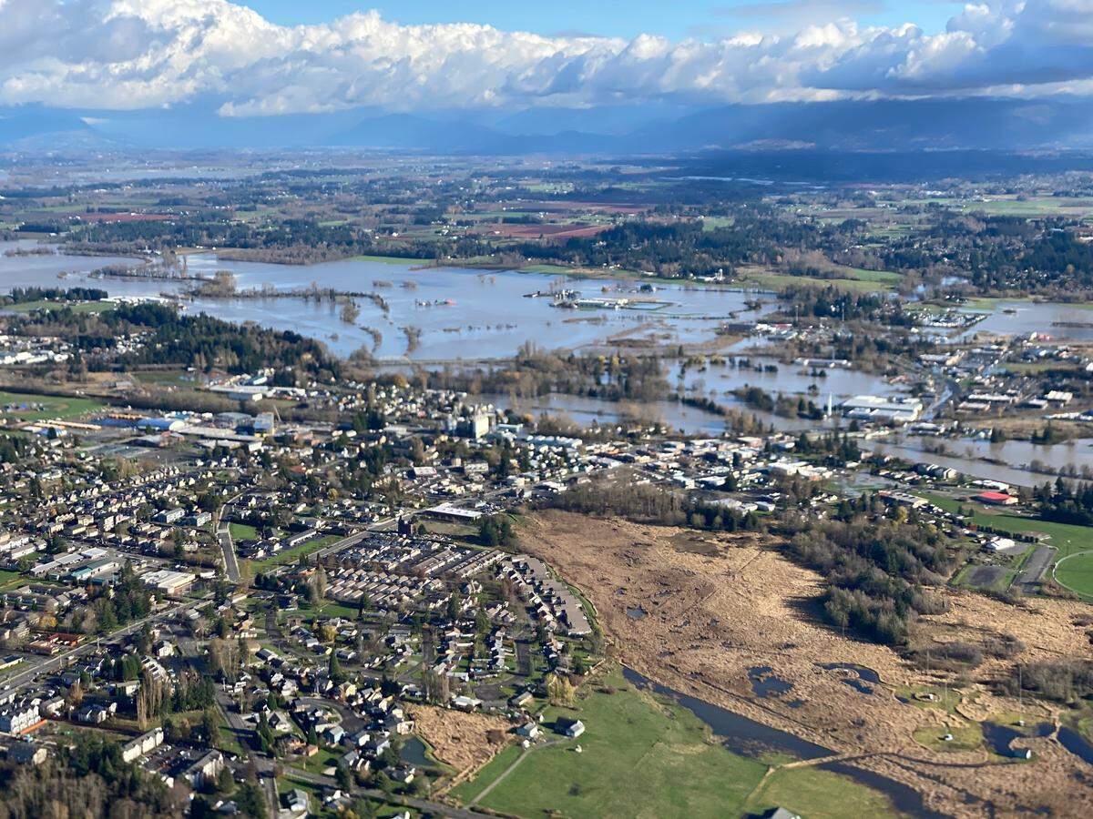 Floodwaters inundated Sumas on Tuesday, Nov. 16, after a weekend storm dumped record rainfall on Whatcom County.