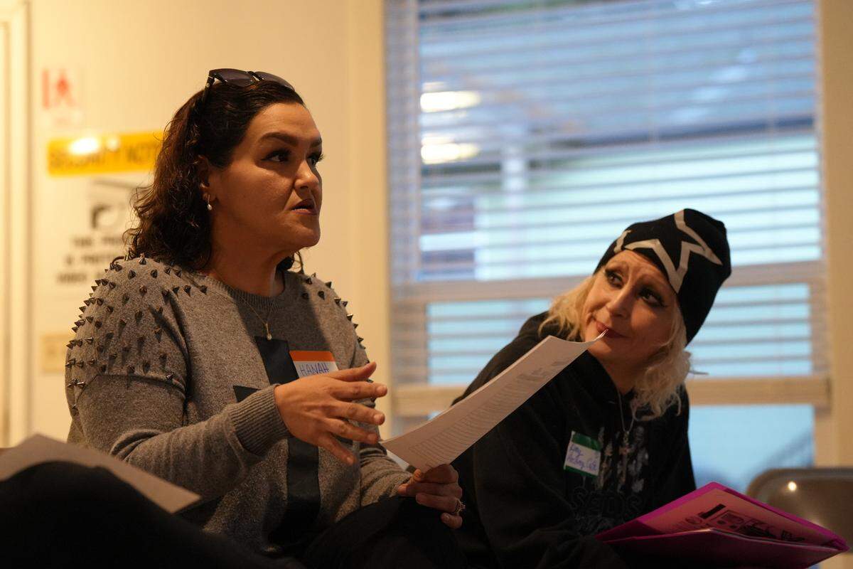 Hanah Warthan, of the nonprofit Mission for Missy, speaks Dec. 9 at a meeting she organized in Bellingham.