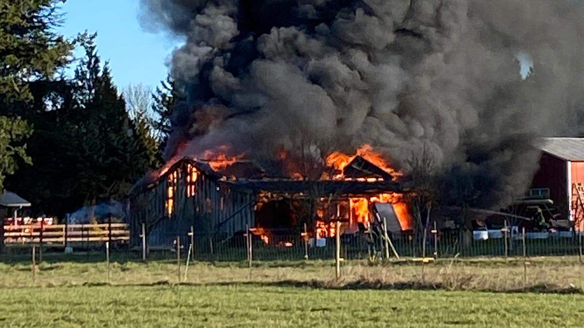 Steady, chilly wind in northern Whatcom County may have played a role in a fire that destroyed an outbuilding along West Bartlett 2022, south of Lynden.